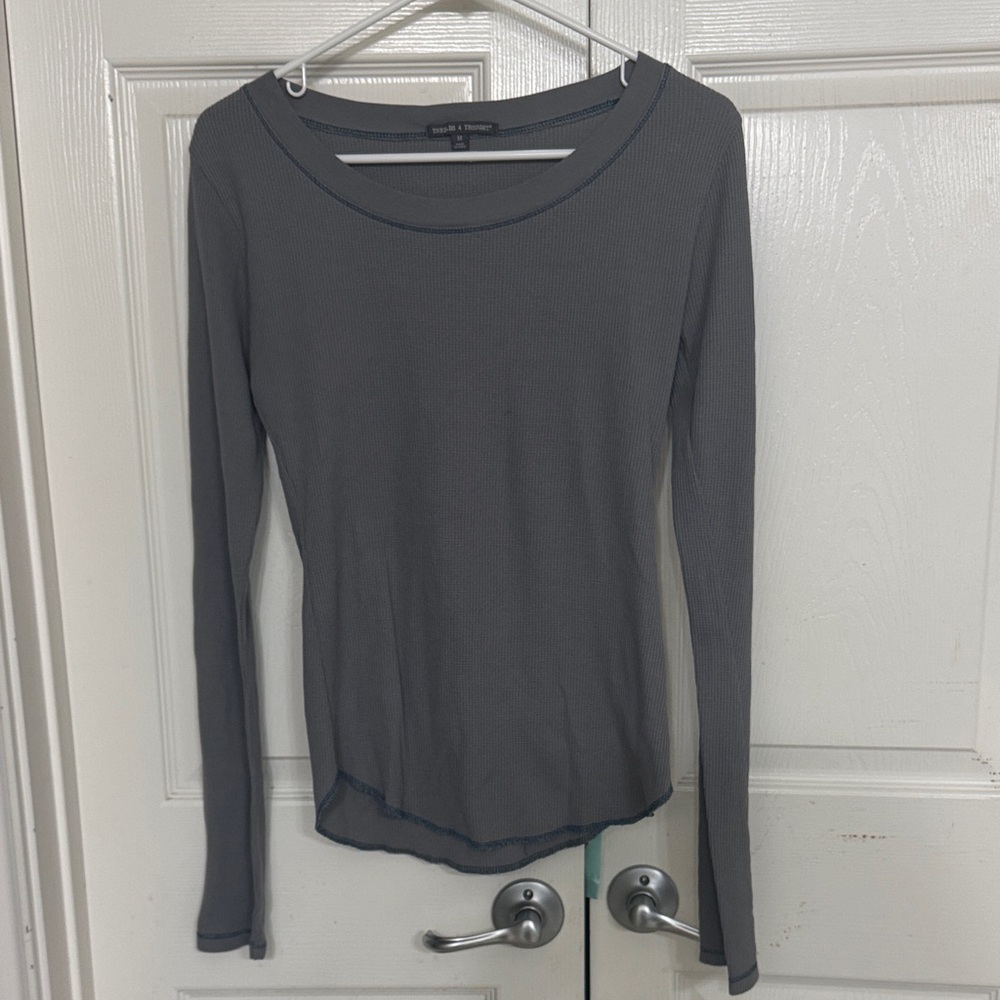 Threads 4 Thought Gray Waffle Weave Long Sleeve Top Sz M